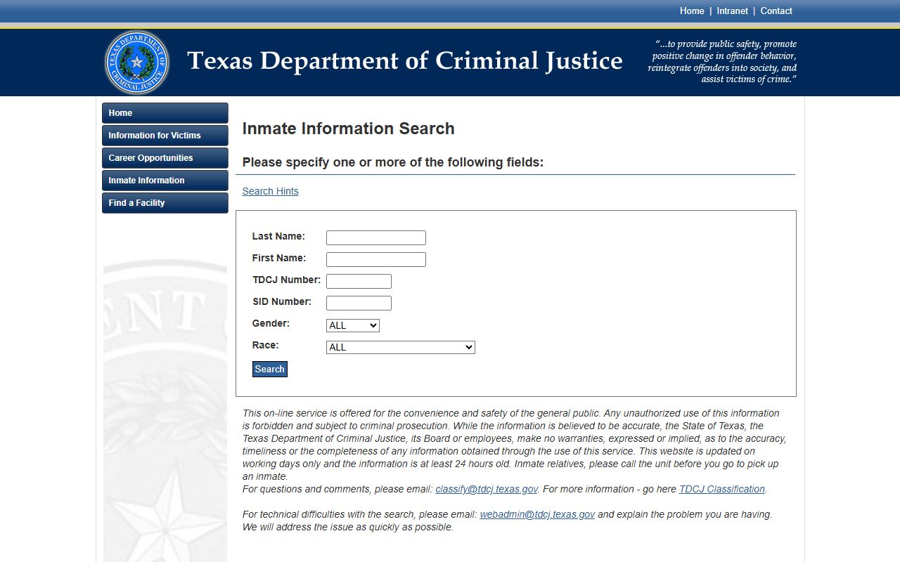 John Montford Unit TDCJ inmate search form