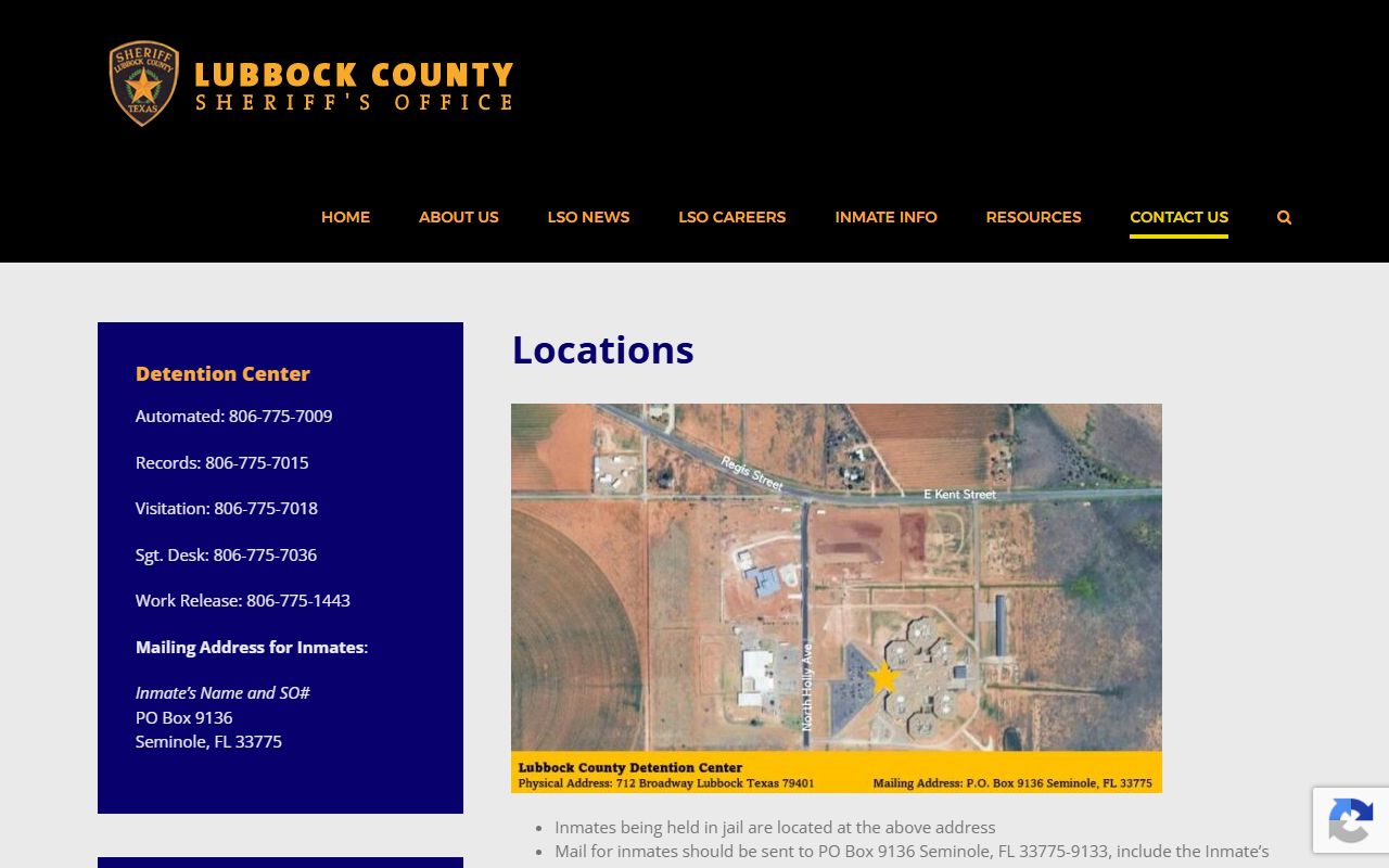 Lubbock County Sheriff's Office contact and open records page